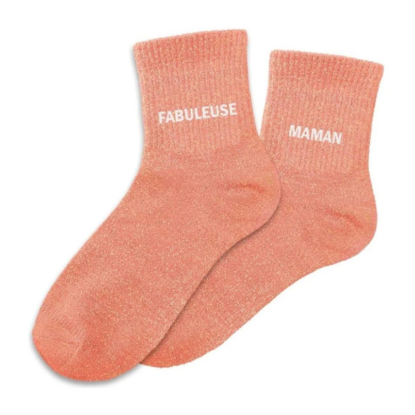 photo-Chaussettes - Femme - Orange avec paillettes - Fabuleuse maman - Taille 36/42 - Humour - Cadeau