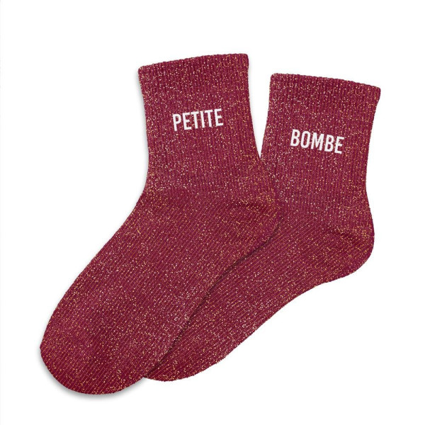 photo-Chaussettes - Femme - Rouge avec paillettes - Petite bombe - Taille 36/42 - Humour - Cadeau