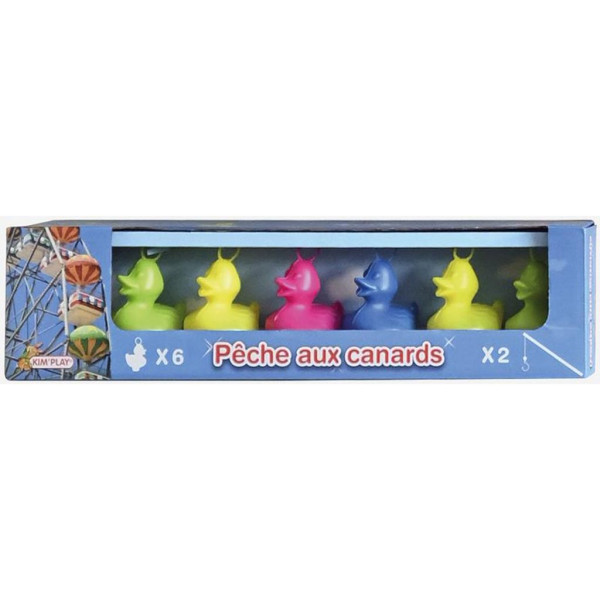 photo-Pêche aux canards - Jeu de kermesse - 6 canards plastiques + 2 cannes à pêche