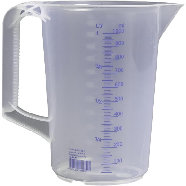 photo-Verre doseur - Gradué - 1L - Plastique - Transparent - Anse - Bec verseur