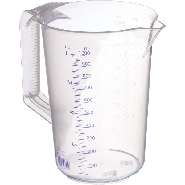 Verre doseur - Gradué - 1L - Plastique - Transparent - Anse - Bec verseur