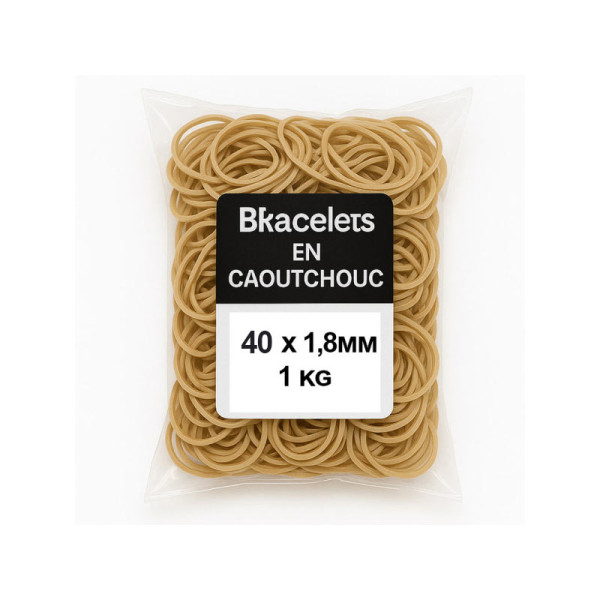 photo-Bracelets en caoutchouc - Naturel - 40mm diamètre - Sachet 1kg - Wonday