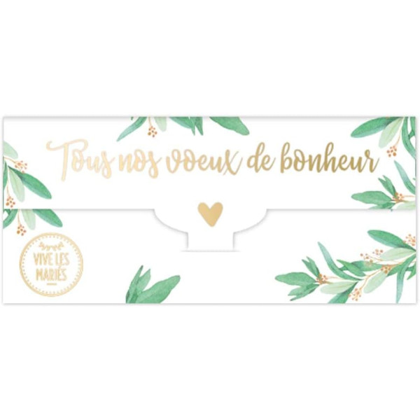 Carte porte-billets - Pour mariage - Pour chèques, billets - Enveloppe incluse