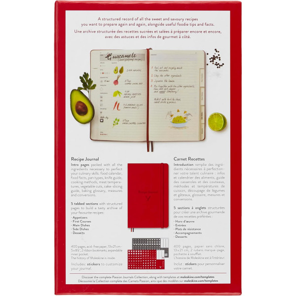 Carnet - Pour recettes de cuisine - 13x21cm - 400 pages - Cahier passion - Moleskine