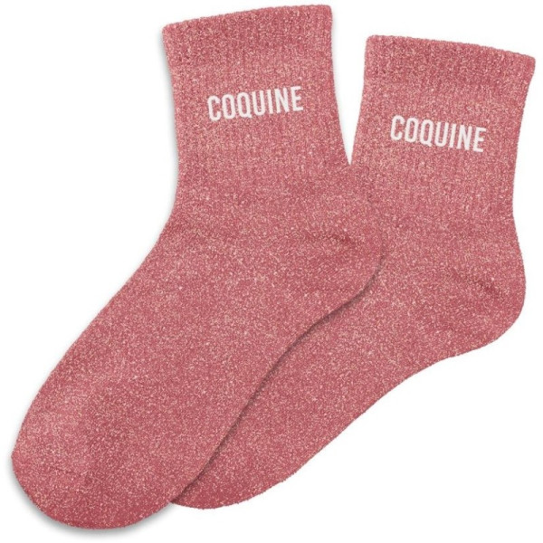 photo-Chaussettes - Femme - Rose avec paillettes - Coquine - Taille 36/42 - Humour - Cadeau