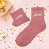 Chaussettes - Femme - Rose avec paillettes - Coquine - Taille 36/42 - Humour - Cadeau