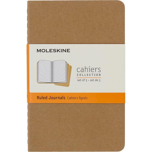 photo-3 carnets - 9x14cm - Kraft - 80 pages lignées - Couverture souple - Moleskine