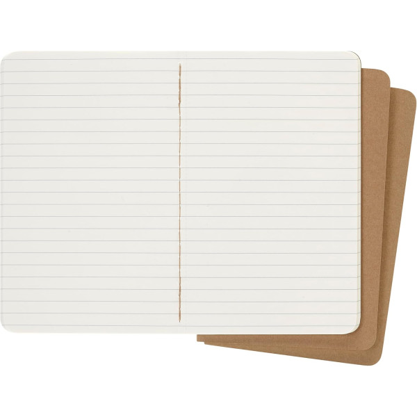 3 carnets - 9x14cm - Kraft - 80 pages lignées - Couverture souple - Moleskine