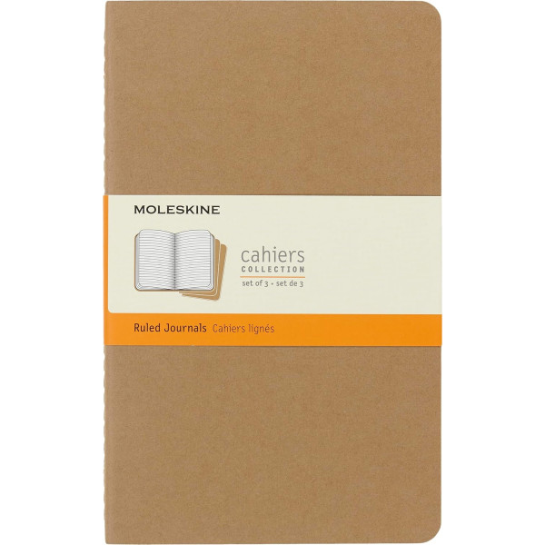 photo-3 carnets - 13x21cm - Kraft - 80 pages lignées - Couverture souple - Moleskine