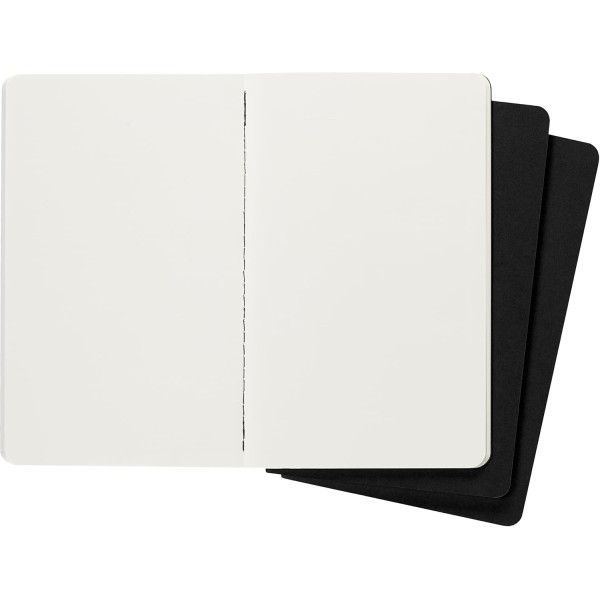 3 carnets - 13x21cm - Noir - 80 pages blanches - Couverture souple - Moleskine