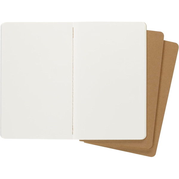 3 carnets - 13x21cm - Kraft - 80 pages blanches - Couverture souple - Moleskine