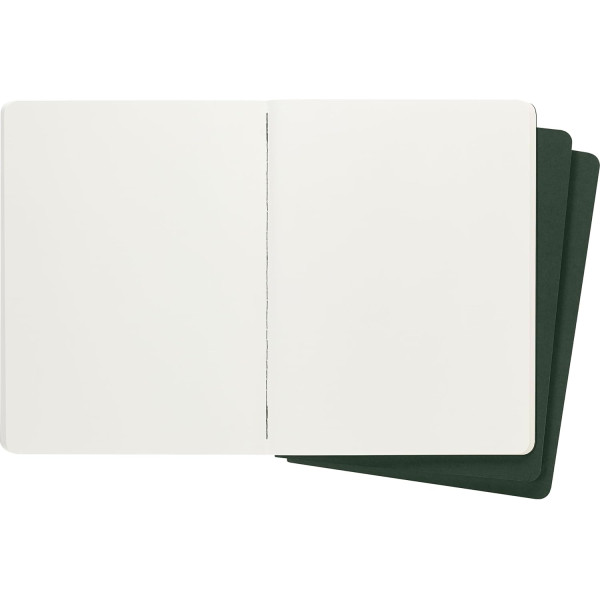 3 carnets - 19x25cm - Vert - 120 pages blanches - Couverture souple - Moleskine