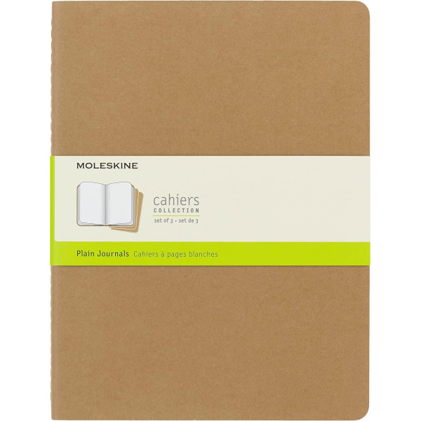 photo-3 carnets - 19x25cm - Kraft - 120 pages blanches - Couverture souple - Moleskine