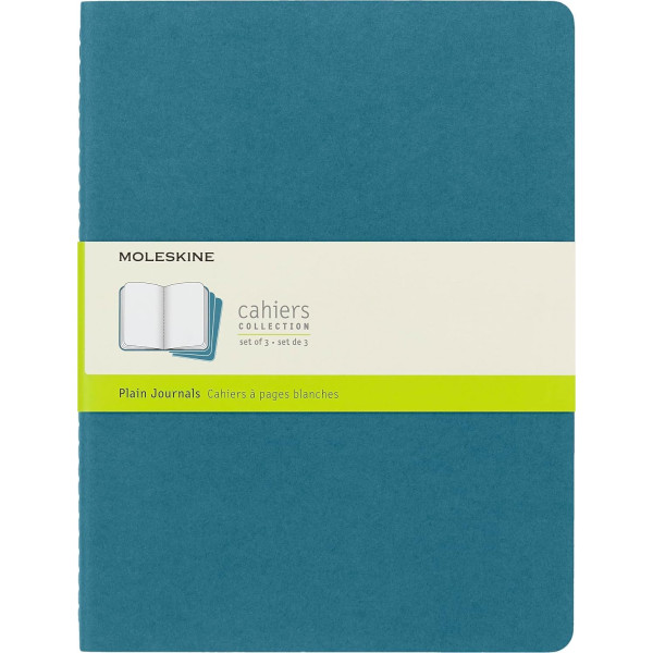 photo-3 carnets - 19x25cm - Turquoise - 120 pages blanches - Couverture souple - Moleskine