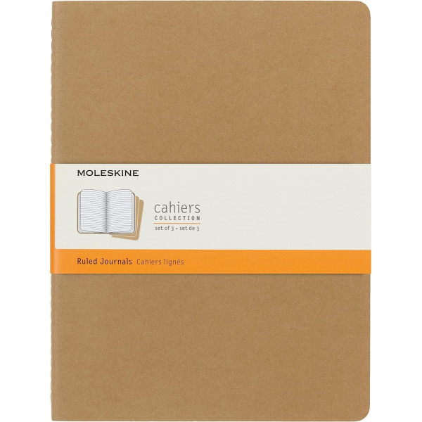 photo-3 carnets - 19x25cm - Kraft - 120 pages lignées - Couverture souple - Moleskine