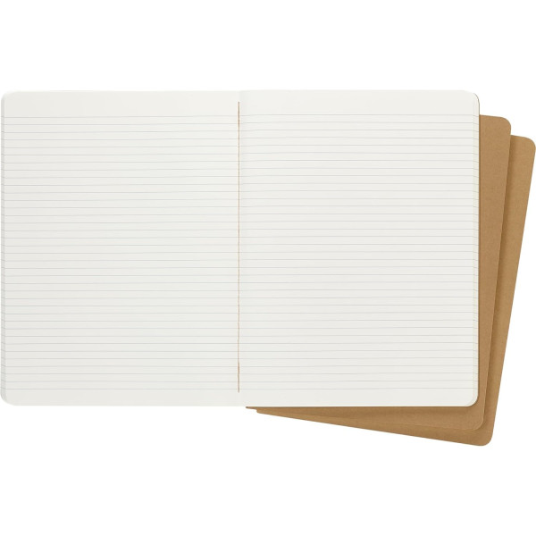 3 carnets - 19x25cm - Kraft - 120 pages lignées - Couverture souple - Moleskine