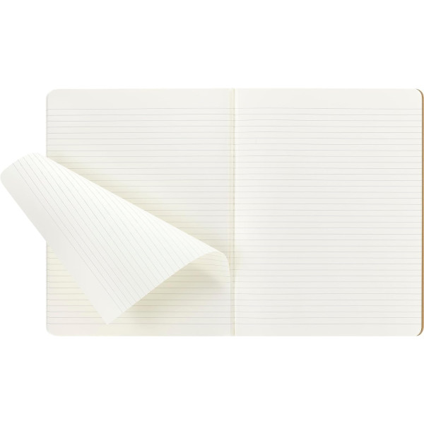 3 carnets - 19x25cm - Kraft - 120 pages lignées - Couverture souple - Moleskine