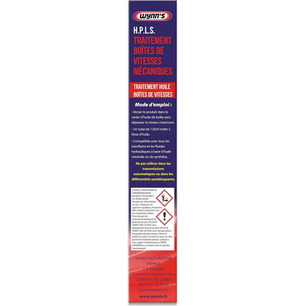 Additif - Boîte de vitesse manuelle et ponts - Réduit bruit - Stop fuite d'huile - Wynn's