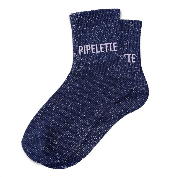 photo-Chaussettes - Femme - Bleu avec paillettes - Pipelette - Taille 36/42 - Humour - Cadeau