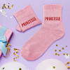 Chaussettes - Femme - Rose avec paillettes - Princesse - Taille 36/42 - Humour - Cadeau