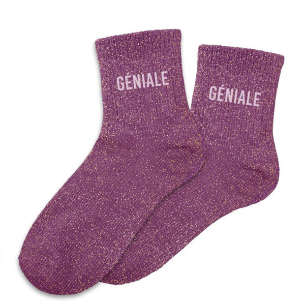 photo-Chaussettes - Femme - Violet avec paillettes - Géniale - Taille 36/42 - Humour - Cadeau