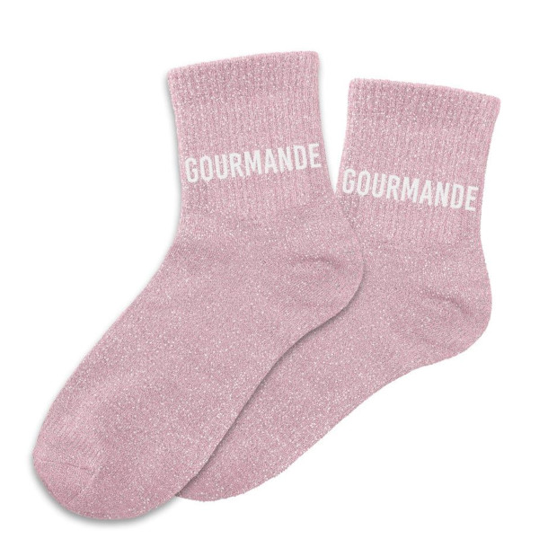 photo-Chaussettes - Femme - Rose avec paillettes - Gourmande - Taille 36/42 - Humour - Cadeau