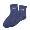 photo-Chaussettes - Femme - Bleu avec paillettes - Folle - Taille 36/42 - Humour - Cadeau