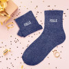 Chaussettes - Femme - Bleu avec paillettes - Folle - Taille 36/42 - Humour - Cadeau