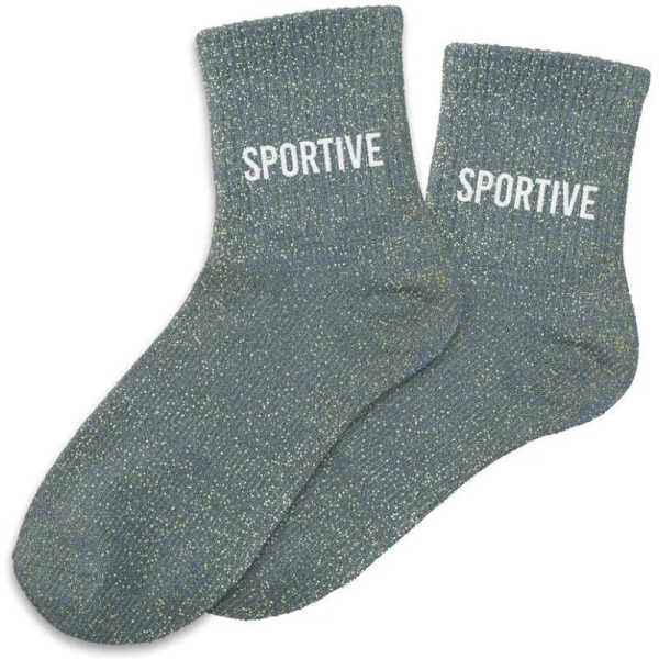 photo-Chaussettes - Femme - Gris avec paillettes - Sportive - Taille 36/42 - Humour - Cadeau
