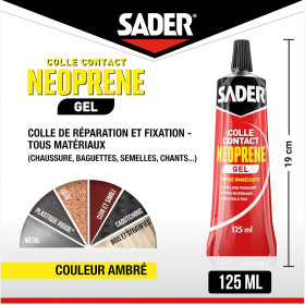Colle - Extra-forte - Néoprène - Gel - Tous matériaux - Puissant - Sader - 125ml