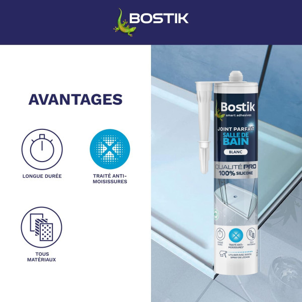 Joint pour toit et gouttière - Noir - Hybride polymère - Résistant - Extérieur - Bostik