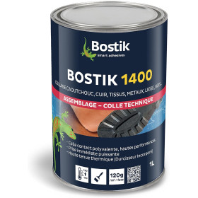 photo-Colle contact - Liquide - Néoprène - Durcisseur incorporé - Prise immédiate - Bostik 1400 - 1L