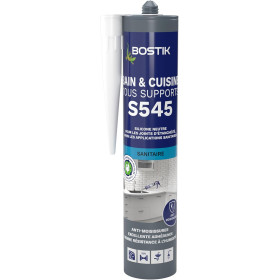 photo-Mastic - Salle de bain/Cuisine - Gris béton - Silicone - Anti-moisissures - Bostik
