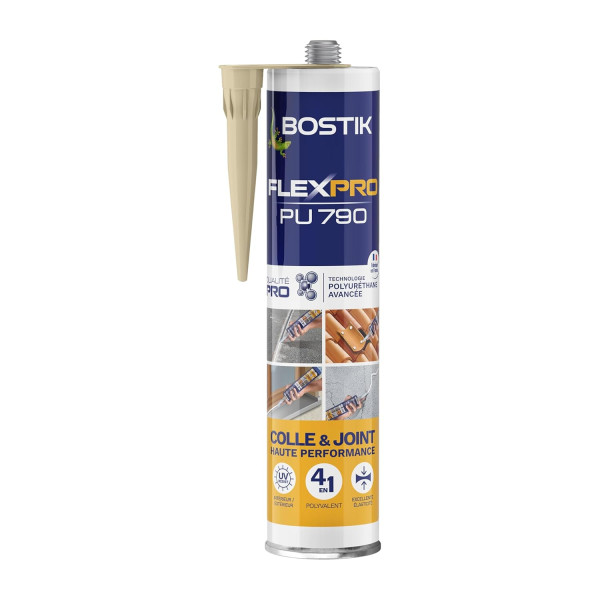 photo-Mastic - Colle et joint - Beige - Haute performance - Tous matériaux - Bostik - Flexpro PU790