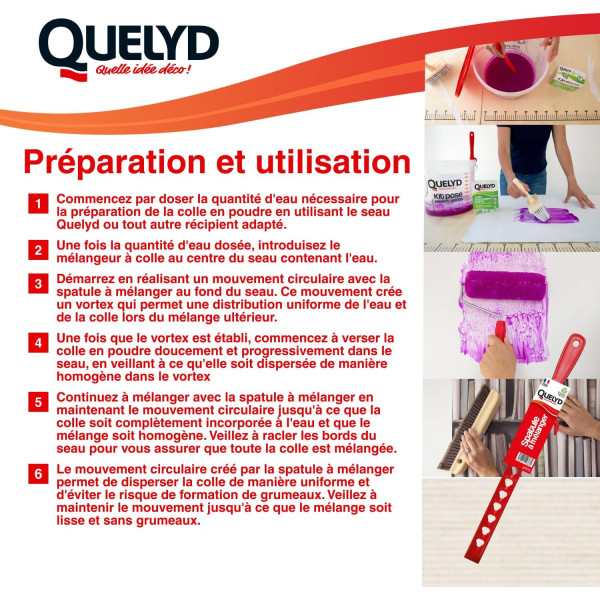 Spatule pour mélanger colle et peinture - Anti grumeaux - Plastique - Quelyd