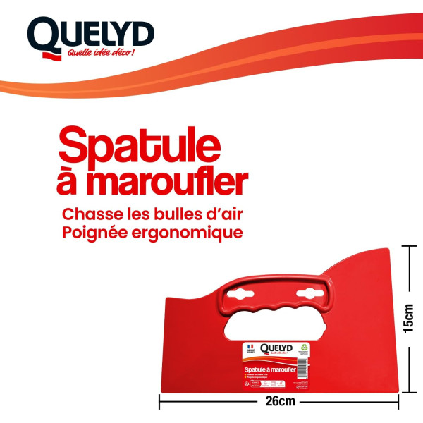 Spatule à maroufler - Pour tapisserie, toile de verre - Semi-rigide - Plastique - Quelyd