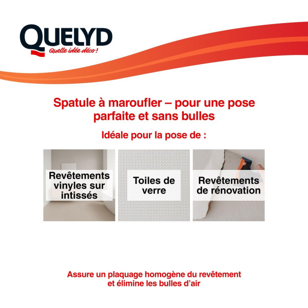 Spatule à maroufler - Pour tapisserie, toile de verre - Semi-rigide - Plastique - Quelyd