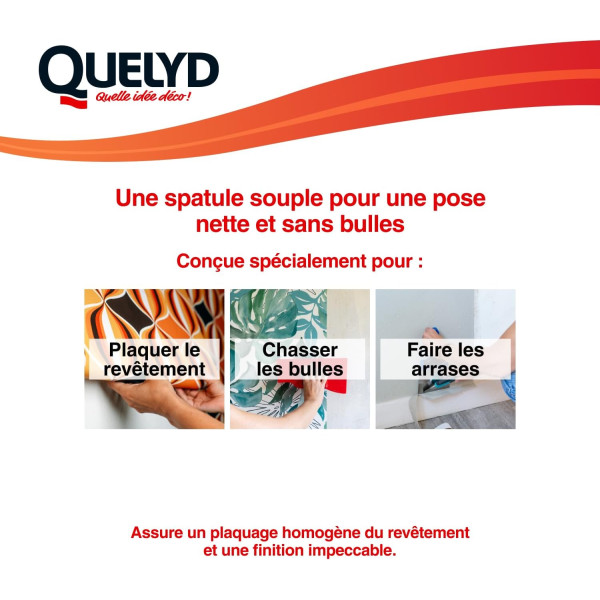 Spatule à maroufler - Pour tapisserie, toile de verre - Semi-rigide - Plastique - Quelyd