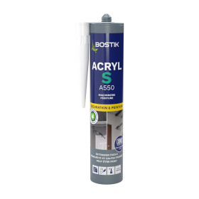 photo-Mastic - Blanc - Etanchéité et calfeutrage - Intérieur/extérieur - Tous matériaux - Bostik Acryl S A550
