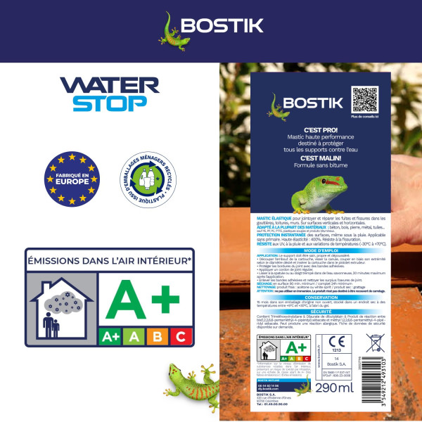 Mastic - Etanchéité - Marron tuile - Réparation fuites, fissures, infiltrations - Bostik Waterstop