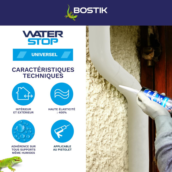 Mastic - Etanchéité - Blanc - Réparation fuites, fissures, infiltrations - Bostik Waterstop