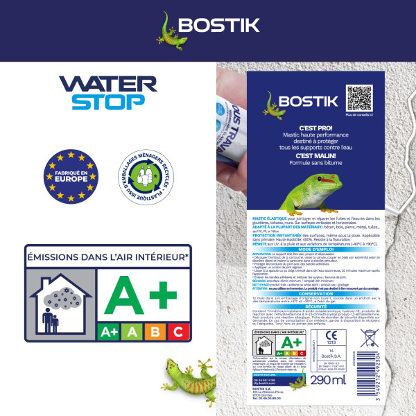 Mastic - Etanchéité - Blanc - Réparation fuites, fissures, infiltrations - Bostik Waterstop