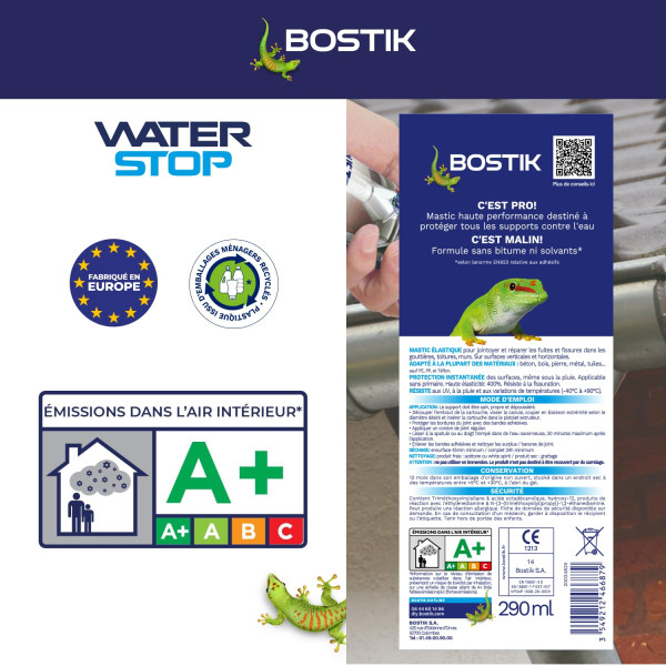 Mastic - Etanchéité - Gris - Réparation fuites, fissures, infiltrations - Bostik Waterstop
