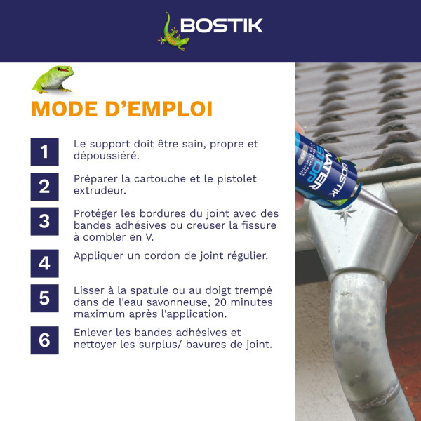 Mastic - Etanchéité - Gris - Réparation fuites, fissures, infiltrations - Bostik Waterstop