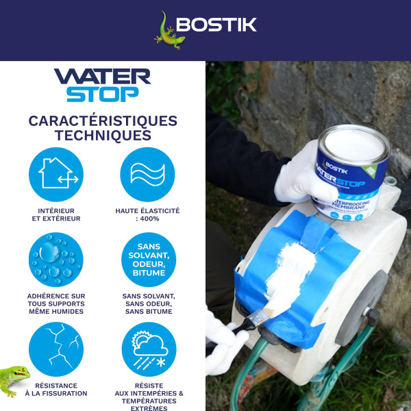 Mastic - Etanchéité - Blanc - Réparation fuites, fissures, infiltrations - Bostik Waterstop