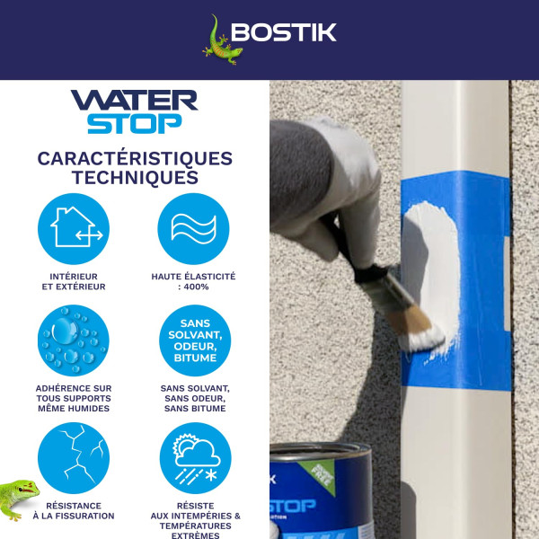 Mastic - Etanchéité - Gris - Réparation fuites, fissures, infiltrations - Bostik Waterstop
