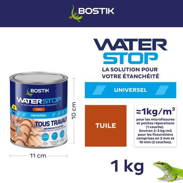 Mastic - Etanchéité - Marron tuile - Réparation fuites, fissures, infiltrations - Bostik Waterstop