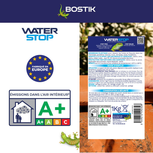 Mastic - Etanchéité - Marron tuile - Réparation fuites, fissures, infiltrations - Bostik Waterstop