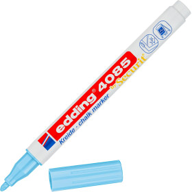 photo-Marqueur - Craie liquide - Bleu pastel - Pointe ronde fine - Pour tableau noir, déco, verre - Edding 4085