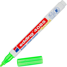 photo-Marqueur - Craie liquide - Vert fluo - Pointe ronde fine - Pour tableau noir, déco, verre - Edding 4085